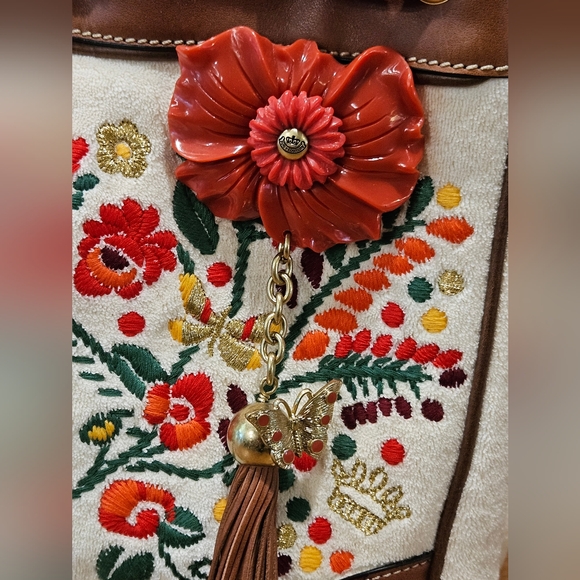 NWT Juicy Couture ANGEL Y2K Floral Embroidered Terry Shopper Bag Purse Tote - Picture 2 of 13